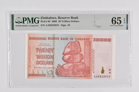 2008 Zimbabwe 20 Trillion Reserve Note Pick #89 PMG 65 EPQ PMG Graded
