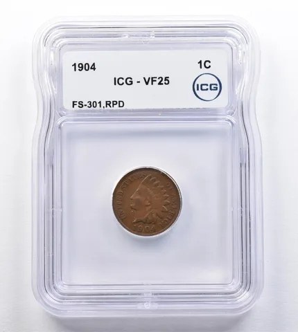 1904 Indian Head Cent FS-301 RPD VF25 ICG *2044