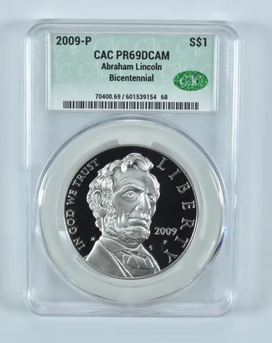 2009-P Abraham Lincoln Commemorative Silver Dollar PR69 DCAM CAC CACg