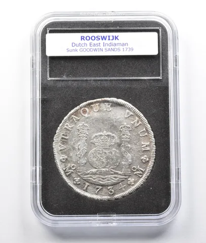 1734 Mo Mexico 8 Reales Dutch East India man Goodman SANDS a8076