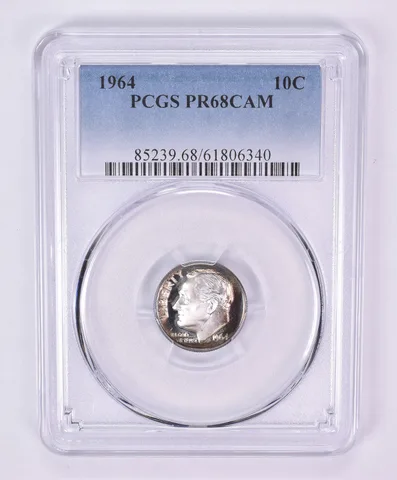 1964 Roosevelt Dime PR68 CAM PCGS Beautiful Tone Reverse a1084
