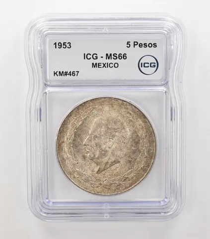 1953 Mo Mexico 5 Pesos KM#467 MS66 ICG Beautiful Tone *6870