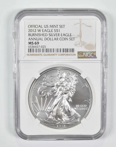 2012-W Burnished Silver Eagle Annual Dollar Set MS69 NGC