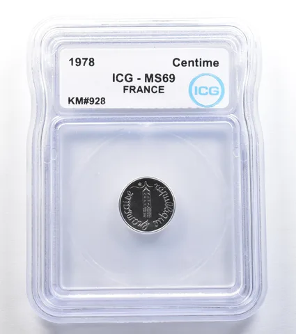 1978 France Centime KM#928 MS69 ICG *7928