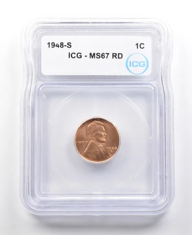 1948-S Lincoln Wheat Cent MS67 RD ICG *4446