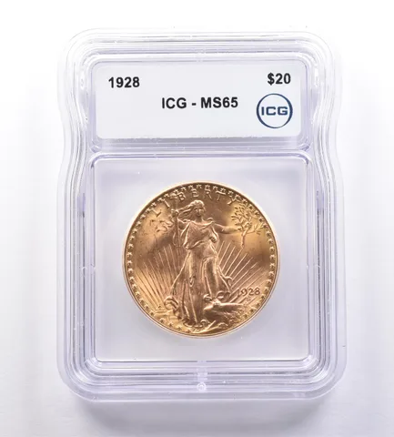 1928 $20 Saint Gaudens Gold Double Eagle MS65 ICG *9206