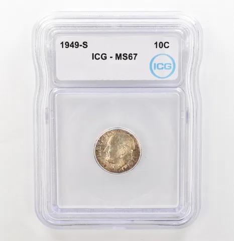 1949-S Roosevelt Dime MS67 ICG Beautiful Tone a3907