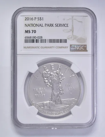 2016-P National Park Service Commem Silver Dollar $1 MS70 NGC Brown Lbl