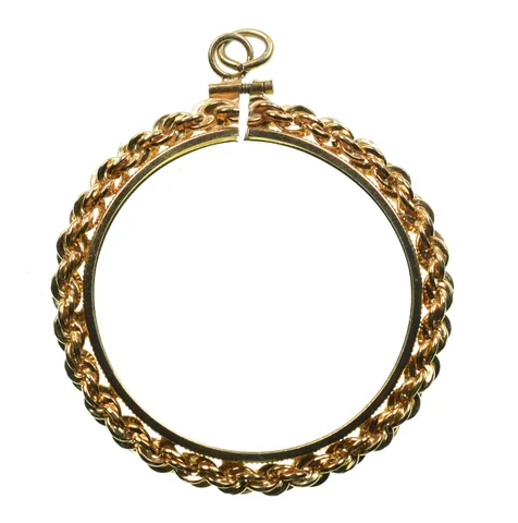 14k 8.1g Gold Filled 37mm Coin Bezel Pendant Frame Edge *9116