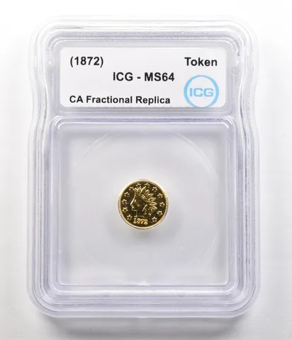 (1872) California Fractional Gold Token Indian Head Dollar MS64 ICG *4928
