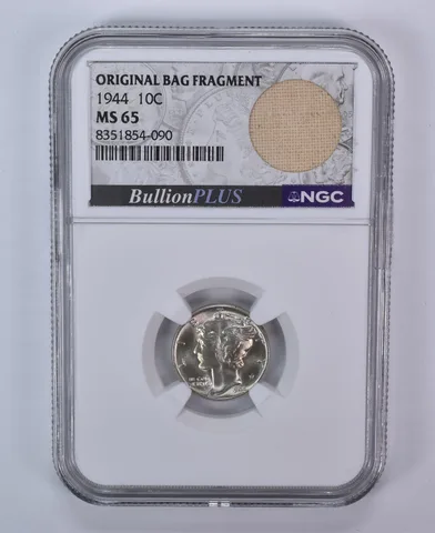 1944 Mercury Dime Original Bag Fragment MS65 NGC
