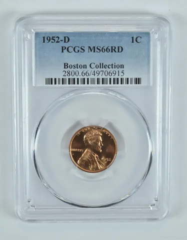 1952-D Lincoln Wheat Cent Boston Collection MS66 RD PCGS
