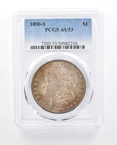 1890-S Morgan Silver Dollar AU53 PCGS Beautiful Tone a2151