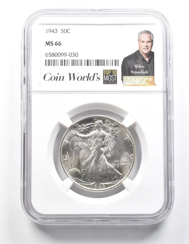1943 Walking Liberty Half Dollar Miles Standish MS66 NGC a1426