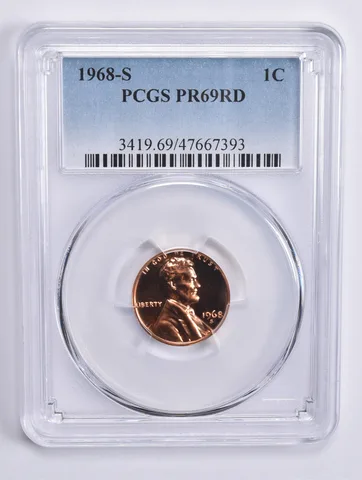 1968-S Lincoln Memorial Cent PR69 RD PCGS Blue Lbl