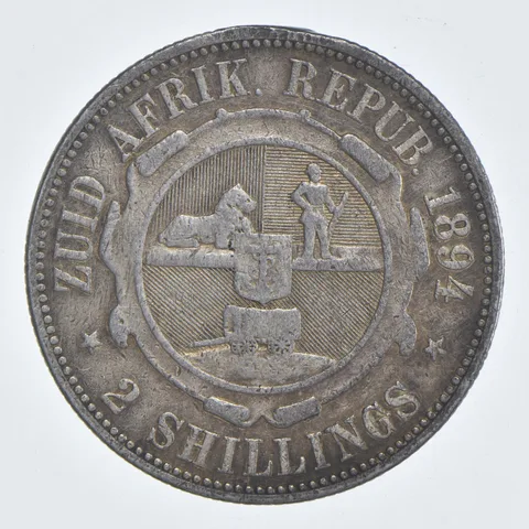 SILVER - WORLD Coin - 1894 South Africa 2 Shillings - World Silver Coin *826