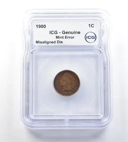 1900 Indian Head Cent Mint Error Misaligned Die Genuine is *0654
