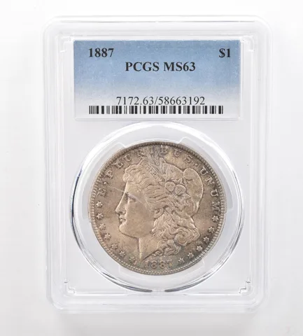 1887 Morgan Silver Dollar MS63 PCGS Beautiful Tone *7453