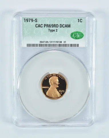 1979-S Lincoln Memorial Cent Type 2 PR69 RD DCAM CAC CACg