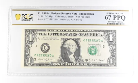 1988 A $1 Philadelphia PA FRN Fr#1917-C Superb Gem Unc 67 PPQ PCGS a2906