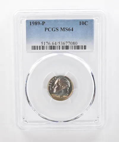 1989-P Roosevelt Dime MS64 PCGS Beautiful Tone a1320