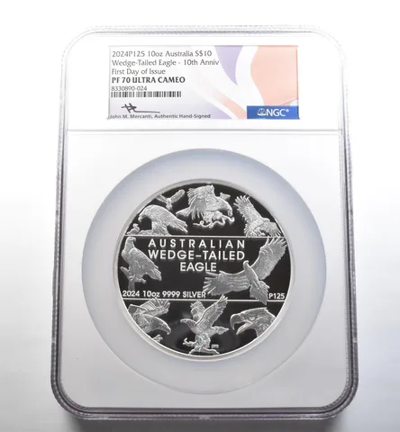 2024 P125 Australia $10 Silver Wedge-Tailed Eagle Mercanti 10 Oz PF70 NGC *3563
