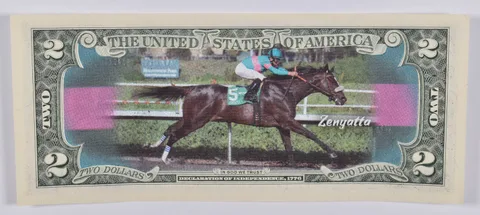 2017 $2 Colorized US Note Race Horse - Zenyatta - Custom Printed FRN