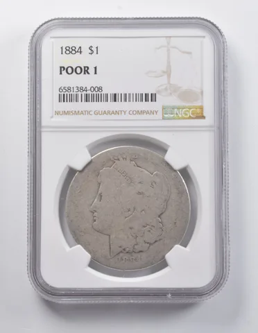POOR 1 1884 Morgan Silver Dollar NGC Lowball Low Ball Pocket Piece a7058
