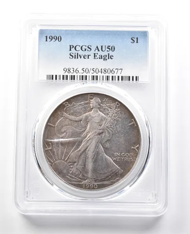 1990 American Silver Eagle AU50 PCGS Lowball *8050