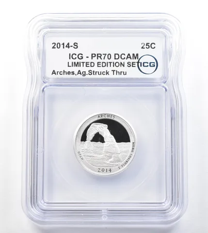 ERROR 2014-S Quarter Silver ATB Arches LE Set Struck Thru PR70 ICG a3303