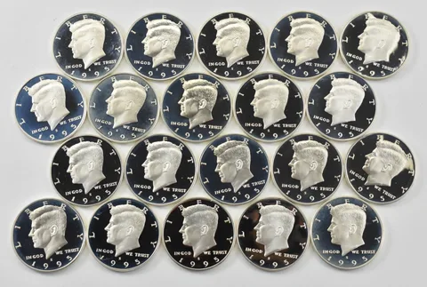 Lot (20) 1995-S Kennedy Half Dollar Proof 90% Silver $10 Face Value