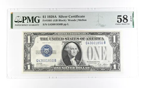 1928 A $1 Silver Certificate Fr#1601 Choice About Unc 58 EPQ PMG *6982
