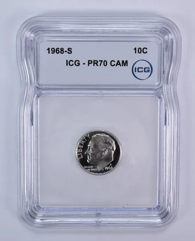1968-S Roosevelt Dime PR70 CAM ICG
