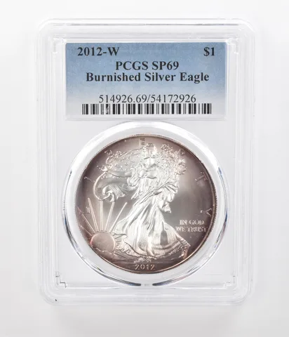 2012-W Burnished Silver Eagle SP69 PCGS Beautiful Tone a1271