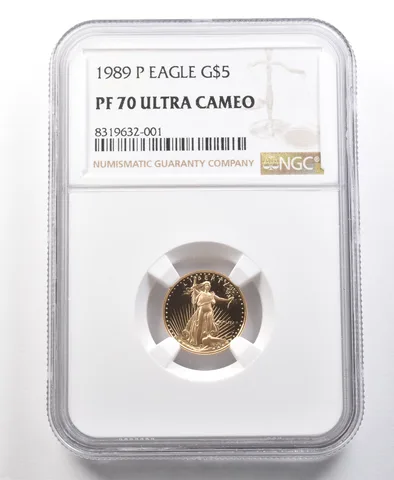 1989-P $5 American Gold Eagle 1/10 Oz Gold PF70 UCAM NGC
