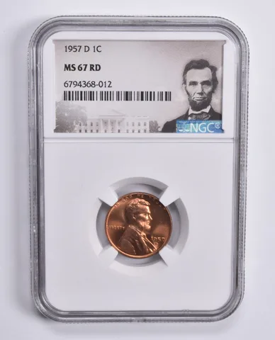 1957-D Lincoln Wheat Cent MS67 RD NGC Special Lbl