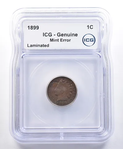 1899 Indian Head Cent Mint Error Laminated Genuine ICG *4098