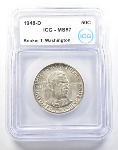 1948-D Booker T Washington Commemorative Half Dollar MS67 ICG a0132