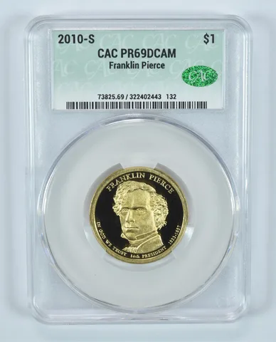 2010-S Presidential $1 Franklin Pierce PR69 DCAM CAC CACg