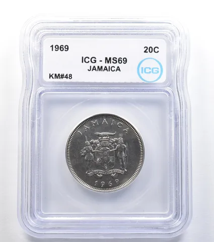 1969 Jamaica 20 Cents KM#48 MS69 ICG a7971