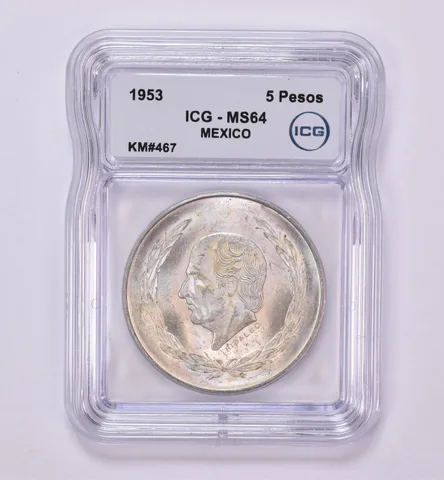 1953 Mexico 5 Peso KM#467 MS64 ICG Beautiful Tone *0436