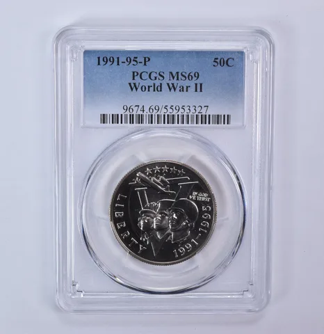 1991-95-P World War 2 WWII Commemorative Half Dollar MS69 PCGS