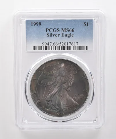 1999 American Silver Eagle MS66 PCGS Beautiful Tone *1991