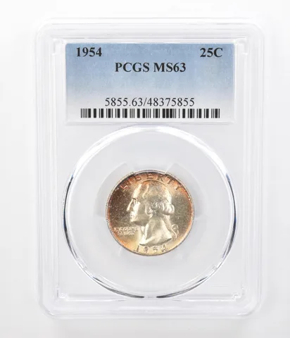 1954 Washington Quarter MS63 PCGS Beautifully Toned *7279