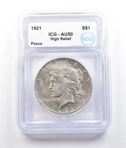 1921 Peace Silver Dollar High Relief AU50 ICG *2740