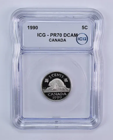 1990 Canada 5 Cents Beaver PR70 DCAM ICG