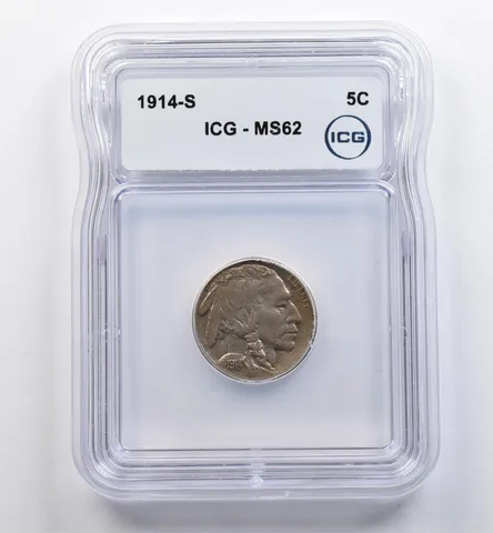 1914-S Indian Head Buffalo Nickel MS62 ICG *9020