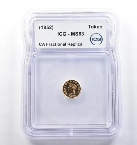 (1852) CA Fractional Gold Style Token Liberty Head 1/2 Dollar MS63 ICG *3796