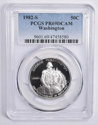 1982-S Washington Commemorative Half Dollar PR69 DCam PCGS Blue Lbl