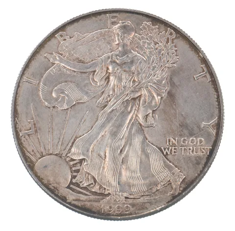 Beautiful Toned - 1999 American Silver Eagle 1 Troy Oz .999 Fine Silver *061